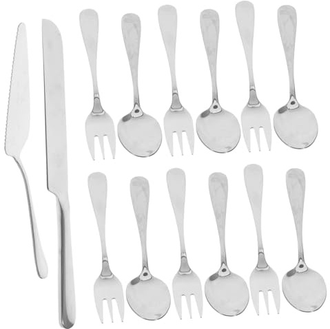 BIUDECO Service à Gâteaux Ensemble Coupe-gâteau Spatule Portable Outils De Pâtisserie Avec Fourchette Et Cuillère Réutilisable Pour Mariage Ou Anniversaire