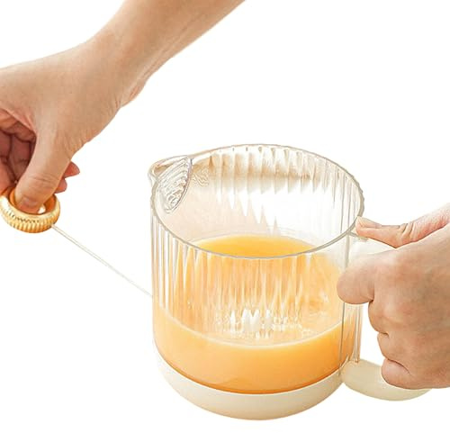 Taza Mezcladora De Huevos - Herramienta de Cocina Semiautomática con Mango Ergónomico - Vaso Batidor de Huevos Semiautomático - para Adobos, Salsas, Cremas y Aliños