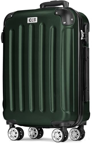 POSH resväska ABS – stor 75 cm, medelstor 65 cm och handbagage hårdskalsväska i ett – 360° lättgående hjul – 198 l total inre volym, Mörkgrön, XL - Groß