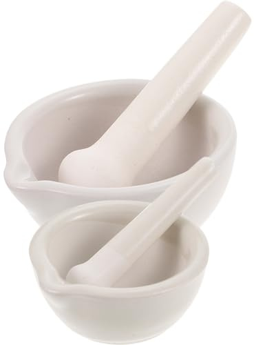 Beavorty Mortaio e Pestello in Ceramica 60mm+90mm Set da 2 Pezzi per Cucina, Ciotola per Macinare Spezie e Aglio, Utensili per Macinazione Domestica e Ristorazione