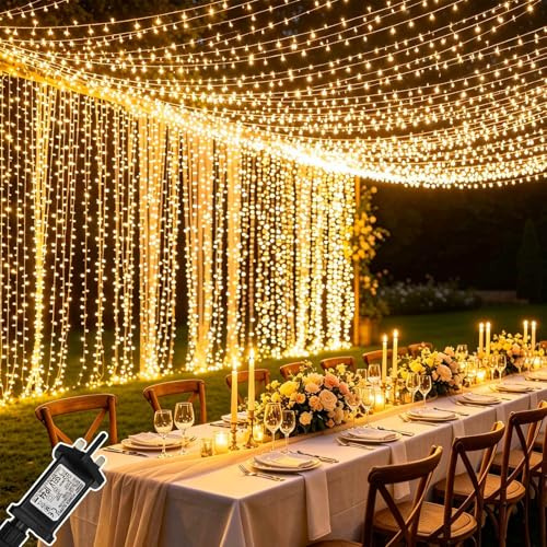 Cozymeow Curtain Lights 2 Pack 6m x 3m 600 LED Curtain Fairy Lights Plug in