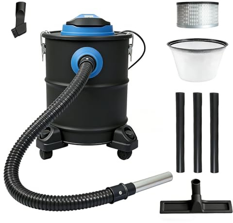 Spector Ash Vacuum Cleaner, Wet Dry Vacuum 1200W with Blower, 20kPa Suction, 20L Metal Canister & HEPA Filter for Fireplace, Pellet Stove, BBQ, Workshop