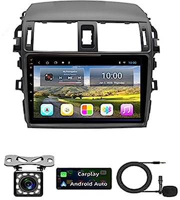 Autoradio Android 11 per Toyota Corolla 2006-2013, touchscreen da 9 pollici, 2 DIN, navigazione GPS, lettore multimediale MP5, ricevitore satellitare, connettività Bluetooth.