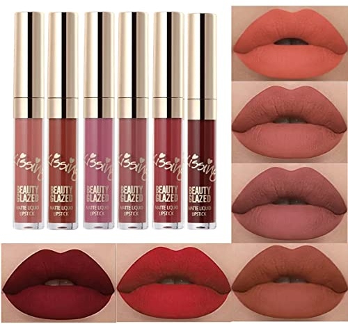 BEAUTY GLAZED 6 Couleur Set Rouge à Lèvres Liquide Mat Longue Tenue Waterproof Liquid Lipstick Matte