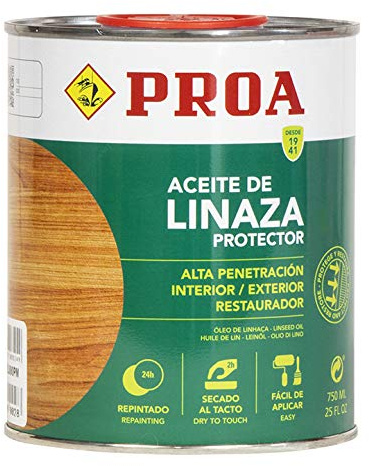 ACEITE DE LINAZA. PROA. Protección y nutrición para la madera. Transparente amarillento. 750 ML.