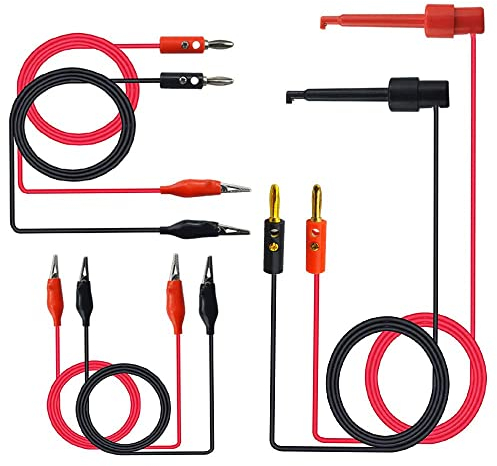 Senven 3 sets - cordons d'essai pour fiche banane de 4 mm, crochet test câble pour multimètre, ligne d’essai pour pince crocodile à deux têtes, kit de ligne d’essai pour multimètre.