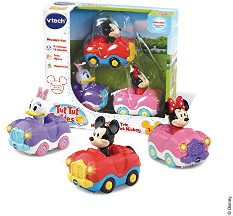 VTech - Tut Tut Bolides Disney, Coffret Trio Cabriolets, 3 Voitures Interactives, Minnie, Daisy Et Mickey Mouse, Jouet Musical Et Sonore, Cadeau Enfant De 1 an À 5 Ans - Contenu en Français