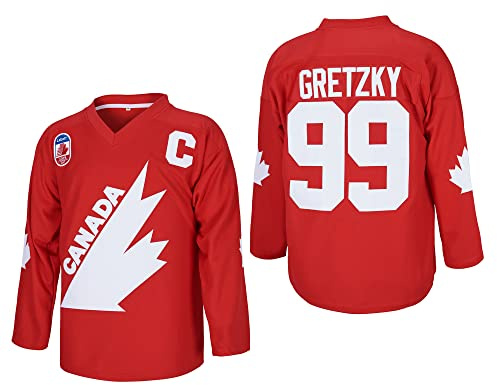 Men's #99 Gretzky Labatt Team Coupe Canada Cup Ice Hockey Jersey Stitched Size S Red