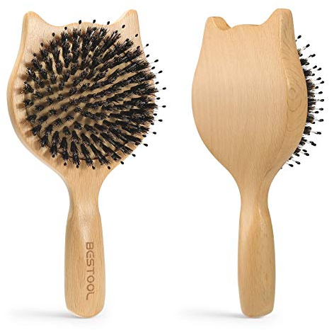 BESTOOL Spazzole per capelli piccole da viaggio per donna, uomo o bambino, spazzola per capelli in setola di cinghiale in legno per districare (naturale)