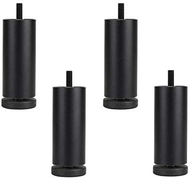 4 Stück Aluminiumlegierung Sofafüße, Möbelfüße, Höhenversteller, Schrankersatzbeine, Schrankstützbeine, Möbelbein mit Gewinde – M8-Gewinde (gold/schwarz/silber) (schwarz6 cm)