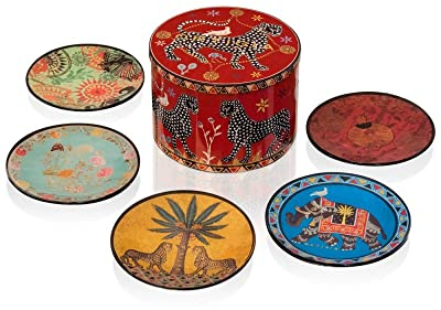 ORTIGIA SICILIA SCATOLA DI LATTA 5 PIATTINI VETRO