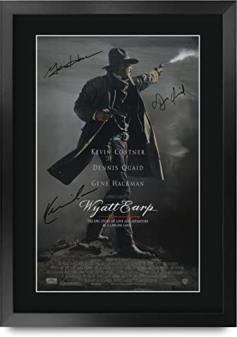 HWC Trading FR A3 Wyatt Earp Kevin Costner Geschenke Geduckter Poster Signiertes Autogramm Foto für Fans von Film Memorabilien - A3 Framed