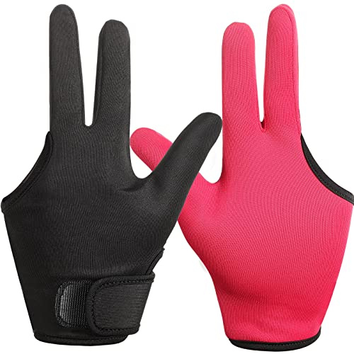 Geyoga Hitzebeständige Handschuhe 2 Paar - Professionelle 3 Finger Friseur Hitzeschutz für Lockenstab und Haarfärbemittel, Wiederverwendbar (Schwarz, Rosarot)