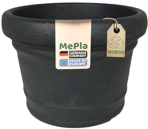 MePla Blumentopf Monza - runder Pflanzkübel - wetterfestes Pflanzgefäß - UV-beständiger Blumenkübel - Pflanzentopf - Kübel - ø30 - anthrazit