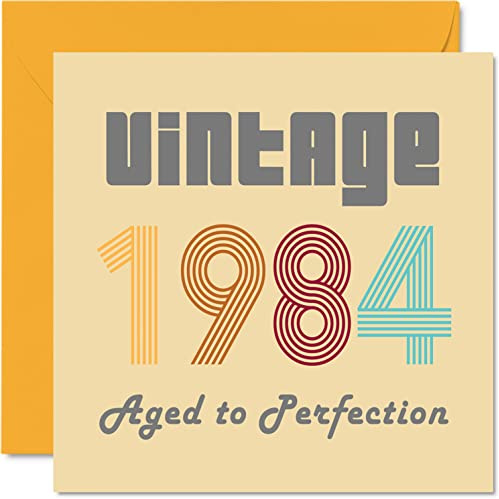 Stuff4 Geburtstagskarten zum 40. Geburtstag für Männer und Frauen | Vintage 1984 Aged To Perfection, 40 Geburtstagskarten Lustig für Sie und Ihn 145 mm x 145 mm Glückwunschkarten