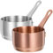 Operitacx 2 Pcs Stainless Steel Sauce Pots with Handle, 50ml Nonstick Dipping Bowls, Small Ramekins Serving Cup for Milk Gravy Jug Soup Pot Cooking for Home Kitchen（Silver&Rose Gold）