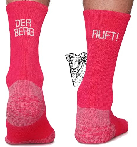 TODO BP LIGHT Dünn Merino Wandersocken Damen 35-38, Rosa Wandersocken Mädchen, Skisocken 34% Merinowolle Der Berg Ruft 35-38