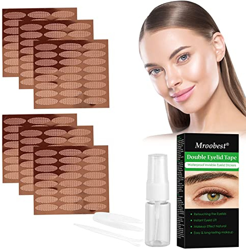 288 Stück Schlupflider Stripes, Schlupflider Tapes, Augenlid Stripes, Double-Sided Eyelid Tapes, Unsichtbare Sofort-Lidstraffung für Unebenheiten/Tropfen/Haubenlider, mit Pinzette Gabelstange, Size: M