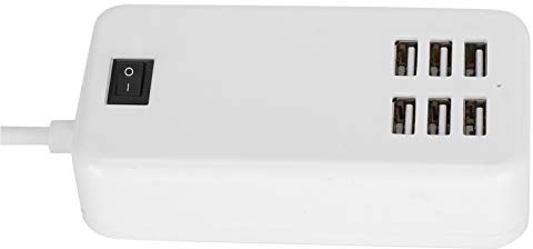 Multiple USB Charging Station, Charger Adapter 6 Port 30W USB Desktop Fast Charging Station Hub for Travel, Office, Family, Hotel (UK Plug)
