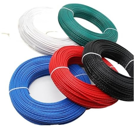 1M 10/11/13/14/15/18/20/22/24/26/28/30 AWG Silver Plated PTFE Wire High Purity OFC Copper Cable for 3D Printer DIY (Color : Yellow, Size : 30AWG 0.06mm)