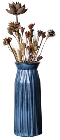 Valemoon Blue Antique Vase, 12 Inches Elegant Vintage Glass Vase Rustic European Unique Chic Style for Tabletop, Kitchen, Office, Living Room Decoration