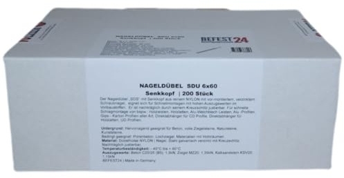 Nageldübel Schlagdübel Ø 5-6-8 mm Länge 30-160 mm | NYLON BEFEST24® Made in Germany (6x60mm)