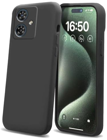 DESSEN Funda para Motorola Moto G14, Funda Fina de [Silicona Líquida], Carcasa con [Antihuellas], [Microfibra Suave], Funda de Tacto Sedoso. Negro