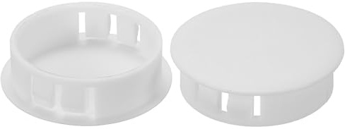 PATIKIL 35 mm (1,4) Plastique Trou Bouchons, 20pcs Affleurant Type Rond Trou Bouchons Couvercle Enclencher Verrouillage Trou Tube pour Table Cuisine Armoire Meuble, Blanc