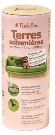 Natulim Sommier Soil - Polvere per pulizia a secco 100% naturale - Smacchiatore per divani, superfici, pavimenti e tappezzerie - Rimuove le macchie, assorbe i liquidi e neutralizza gli odori - 300g