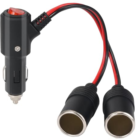 Thlevel Zigarettenanzünder Verteiler Stecker Buchse Auto Adapter 19AWG 15cm Verlängerungskabel mit Schalter und 10A Sicherung für 12V-24V Motorrad LKW Lieferwagen Wohnmobil