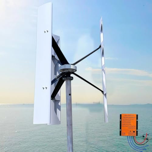 KX-ENERGIE Windkraftanlage Vertikal 1000W 12/24/48V VAWT Heimgebrauch Achse Windgenerator-Kits 3 Aluminiumlegierung Klinge Mit MPPT Laderegler (48, Volt)