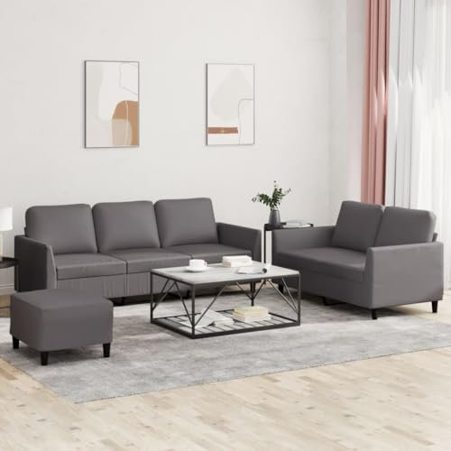 Xichuzi 3-TLG. Sofagarnitur mit Kissen Grau Kunstleder, Loungesofa, Sofas & Couches, Relaxsofa, Couch für Wohnzimmer, 3201767