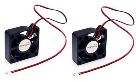 JZK 2PCS 50x50x15mm DC 12V mini cooling fan 50mm with 2 pin leads, 6700 rpm, 0.12A, 5015 dual ball bearing small brushless DC fan 5cm for cooling or ventilation, 3D printer fan