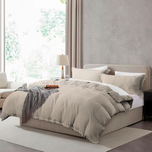 Hearth & Harbor Prewashed Queen Duvet Cover Set, Linen