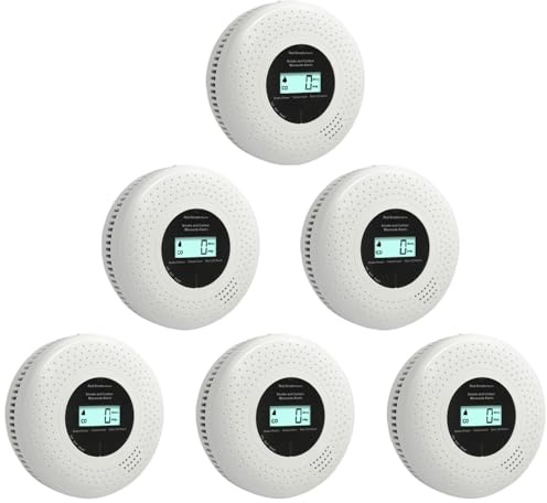 GiiHoo Smoke and Carbon Monoxide Alarm Detector with LCD Display & Battery Powered, Combination Smoke and CO Alarm for Home Safety, EN 14604 & EN 50291 Certified
