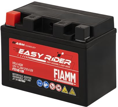 Fiamm Batteria per Moto e Scooter FTZ14S-12B 11AH 210A, Batteria Easy Rider AGM Technology, Massima Potenza di Avvio,Senza Manutenzione, Già Carica, Pronta all'Uso, Adatta a Scooter e Moto