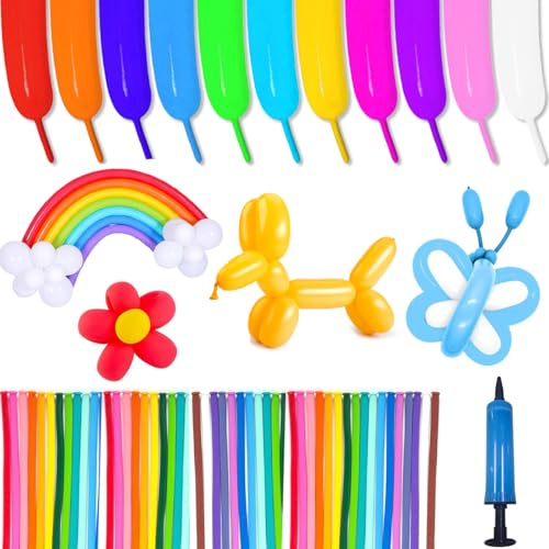 100 Stück Modellier Luftballons,260Q Magische Modellierballons,Lange Luftballons Zum Formen,Luftballons Lang,Luftballons Lang Formbar,Luftballons Tiere Formen,Luftballons Zum Modellieren