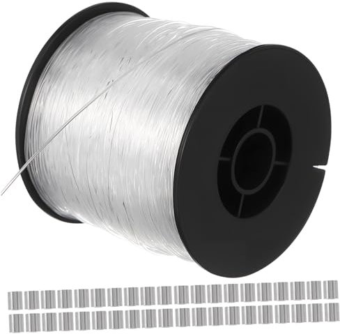 LOLIPPYY Transparente Nylon-angelschnur Zum Basteln Hängeschnur Monofilament Unsichtbarer Faden Mit Crimphülsen Abriebfestigkeit Hohe Zugfestigkeit Klare Optik Mehrfachfunktion Als Schmuckd