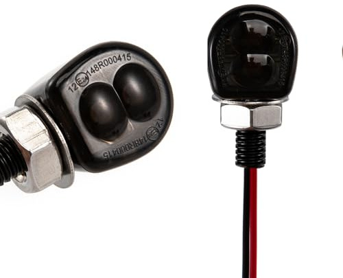 Mini LED Motorrad Blinkerleuchte Bernstein Seite E24 Marker Lampe 12V für Custom Street Motorrad Chopper Cruiser Scooter Cafe Racer (Schwarz)