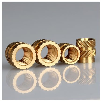 KSeSii M2 M2.5 M3 M4 M5M6 Brass Hot Melt Insert Knurled Nut Thread Heat Molding SL-type Double Twill Injection Embedment Nut 3D Printer(Length 4mm 50pcs,M6(OD 8mm))