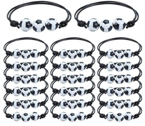 20 pulseras de fútbol, pulseras de la amistad para niños, pulseras ajustables para fiestas deportivas, pulseras para niños, regalos para fiestas de cumpleaños, accesorios de fútbol (fútbol americano)