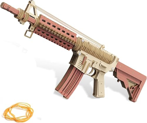 3D Wooden Puzzles for Adults, Wooden Rubber Band Gun, 3D Woodens Puzzle Gun DIY Building Model Kits Assembly Puzzle Gifts for Teens