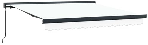 vidaXL Einziehbare Markise Weiß 300 x 250 cm Stoff und Metall, Garten und Terrasse, modernes, ausziehbares Sonnensegel, robuster UV-Schutz, wetterfest, verstellbar