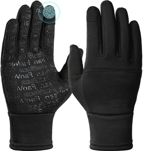FanVean Handschuhe für Winter Herren Damen: 360°Touchscreen,Wasserdicht,Winddicht,Thermo für Schnee,Skifahren,Laufen,Radfahren,Autofahren,Motorradfahren und Workouts-Warme Mittlere Schwarz