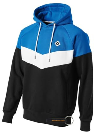 Hamburger SV HSV Kapuzenpullover – Offizieller Fanartikel – Hoodie in Blau, Weiß & Schwarz mit gestickter Raute – Baumwollmix