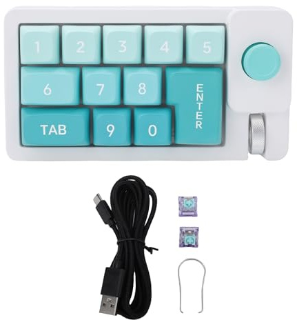 WOHPNLE Tastierino numerico meccanico cablato, tastierino numerico sostituibile a caldo di tipo C con retroilluminazione a LED 12 RGB, tastiera numerica per laptop, lavoro, giochi per PC (verde)