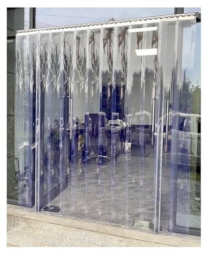 PVC-Streifenvorhang Transparent,PVC Streifenvorhang Lamellen,Wetterfest & Spritzwassergeschützt – Industrie-Streifenvorhang für Innen- und Außenbereiche(105x190cm/41.34x74.8in)