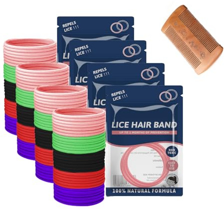 40/60/80/100 Stück Anti läuse Haargummi Set Mit Läusekamm Gegen Kopfläuse Buntes Elastisches Anti Läuse Haargummi Enthält Ätherische Öle Sicher Gesund Natürlich und Wirksam (80 pcs)