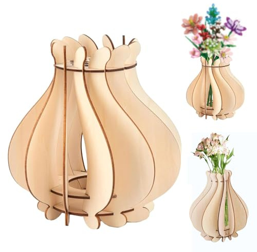 Dekorative Holz-Steckvase für Blumenarrangements, DIY Blumenhalter mit Öffnungen für künstliche Rosen, Kirschblüten, Sonnenblumen, Tulpen, Narzissen, Lotus, Modernes Wohnaccessoire für Erwachsene (D)