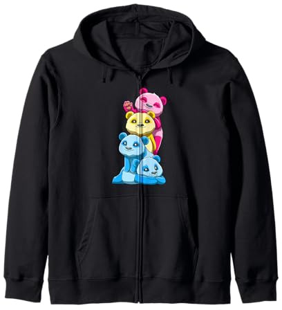 Panda Pansessuale Impilato Orgoglio LGBTQ Kawaii Felpa con Cappuccio